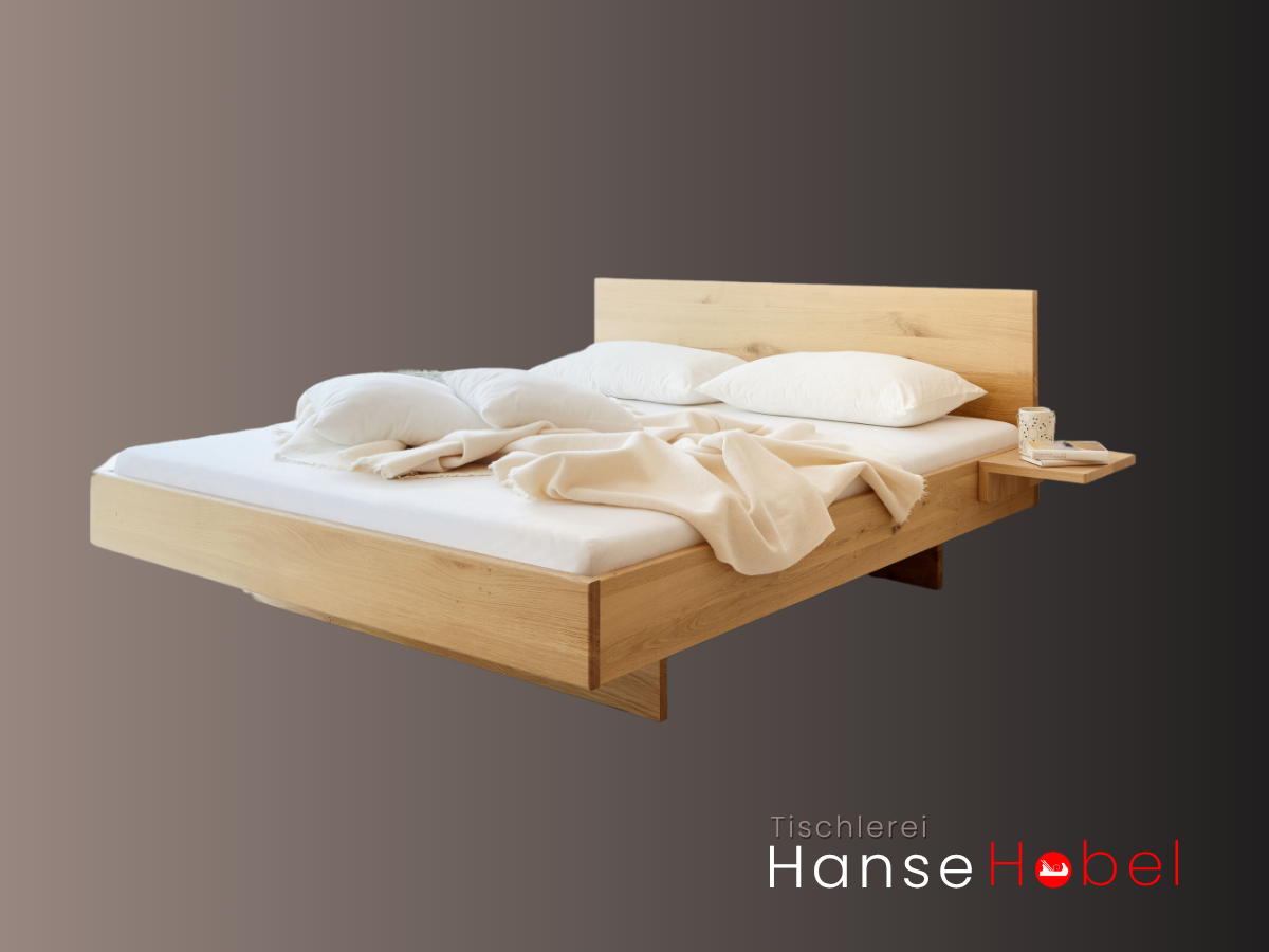 Produktbild: Massivholzbett HAMBURG – 93 cm Kopfteil, klar & funktional