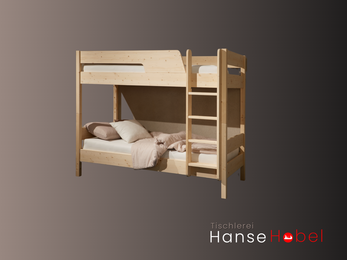 Hochbett Buxtehude mit seitlicher gerader Leiter – Massivholz