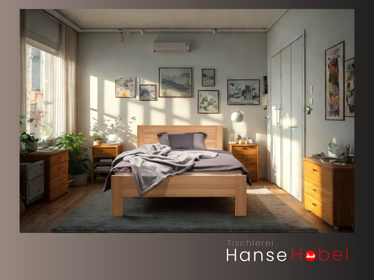 Massivholzbett Flensburg mit klassischem Design – stabil und zeitlos