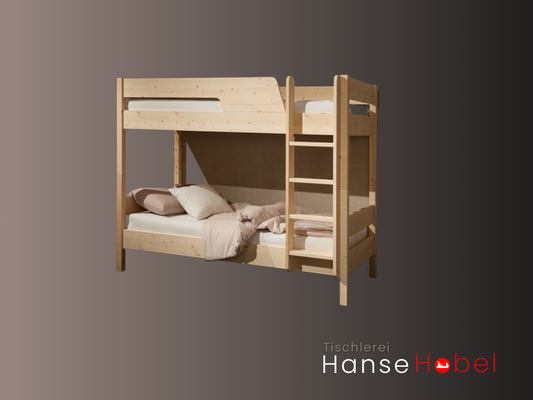 Hochbett Buxtehude mit seitlicher gerader Leiter – Massivholz