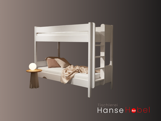 Hochbett Buxtehude mit Leiter am Fußteil – Massivholz