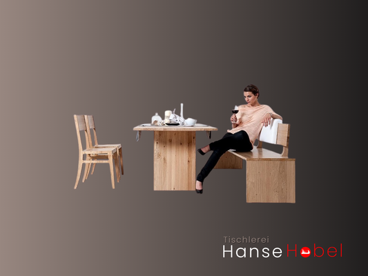 Tisch Osnabrück mit 2 Beinen und geradem Kantenprofil