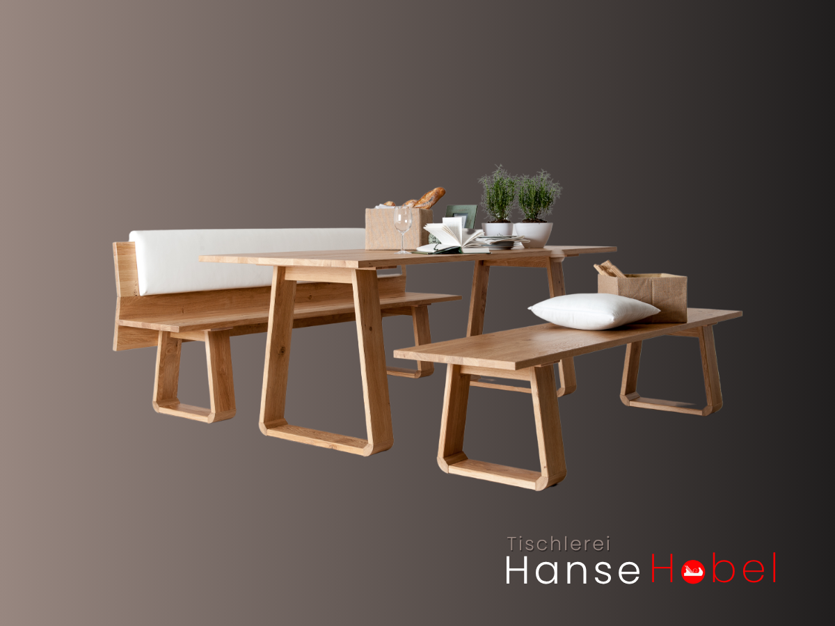 Massiver Holztisch Rostock mit abgerundeten Ecken
