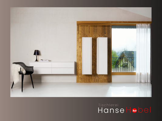 Wandschrank Wolfsburg aus Massivholz mit Tür und Innenfächern